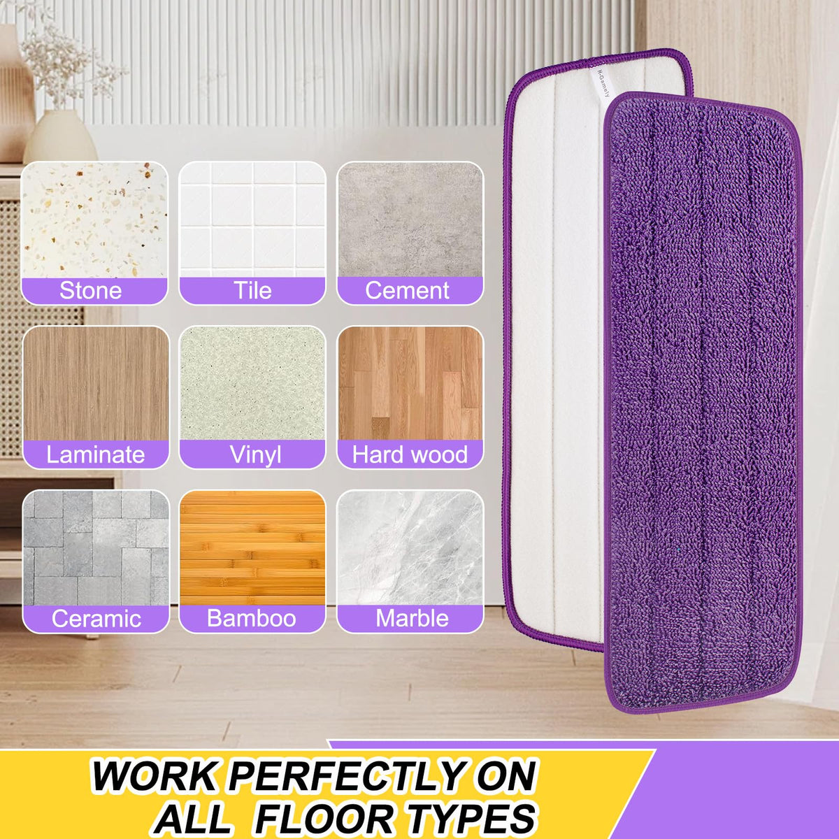 16.5 Inch Reusable Mop Pads Microfiber Spray Mop Replacement Heads for Wet