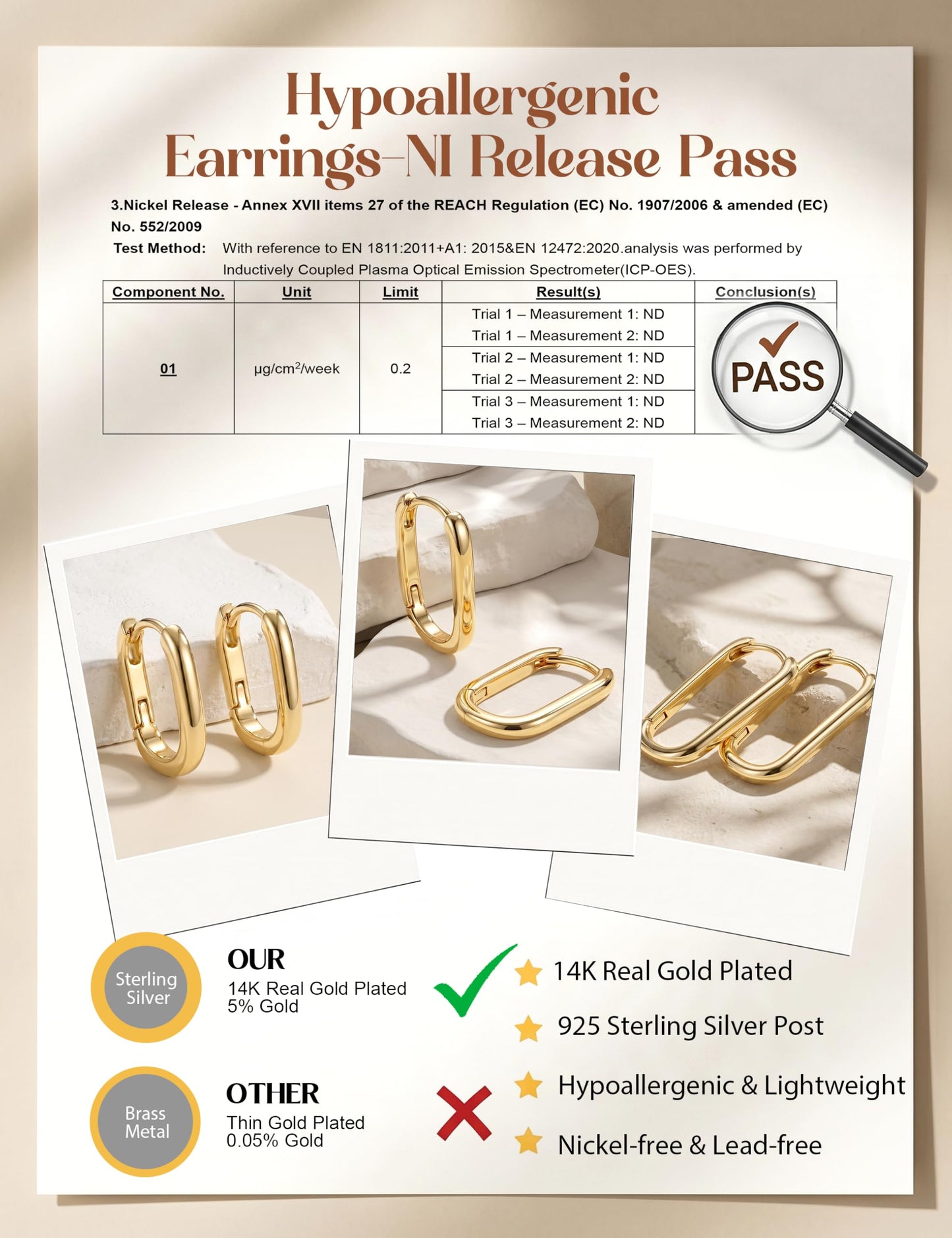 MILACOLATO 3Pairs 14K Gold Filled Hoop Earrings Set for Women Trendy Sterling Silver Post Small Chunky Hoop Earring Hypoallergenic Thick Huggie Hoop Earrings Stacks for Multiple Piercing Lightweight-C