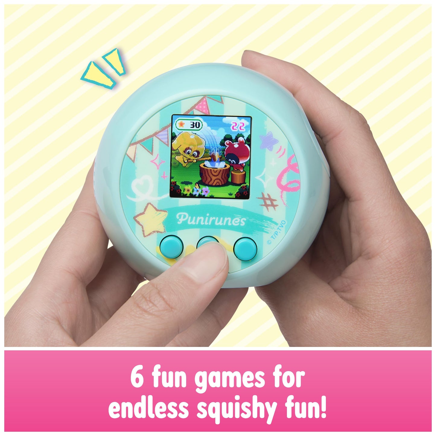 Punirunes, Interactive Digital Toy with 55 Squishy Characters Inside, Reacts to Touch, Color Display, Kids Toys for Ages 5 and up