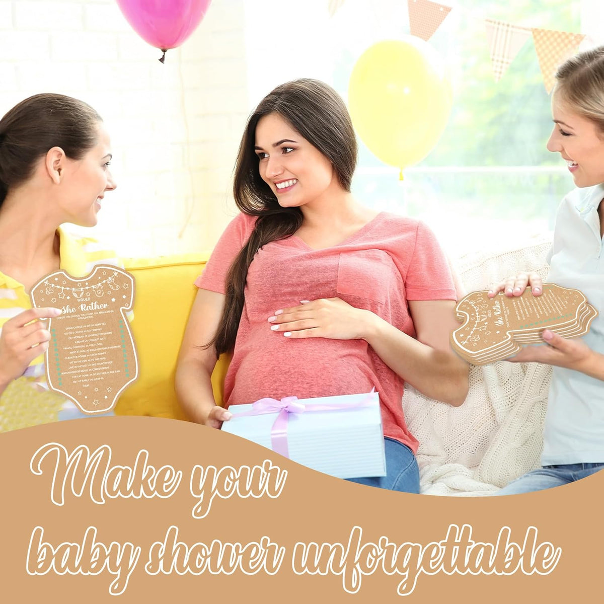 Baby Shower Games, Would She Rather Baby Shower Game, Set of 30 Cards, Baby Games for Baby Shower, Rustic Baby Shower Decorations, Baby Shower Ideas