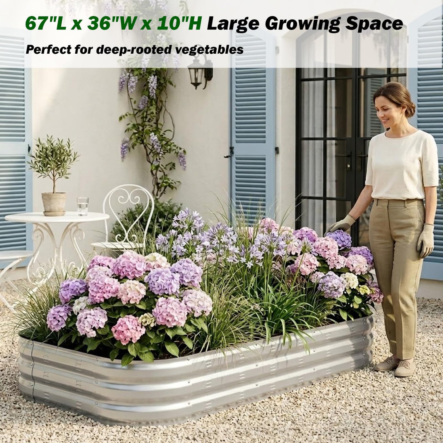 Colorfulbeetle Galvanized Raised Garden Bed Kit, Large Metal Raised Garden Beds for Vegetables, Galvanized Planter Raised Garden Boxes Outdoor (Silver)