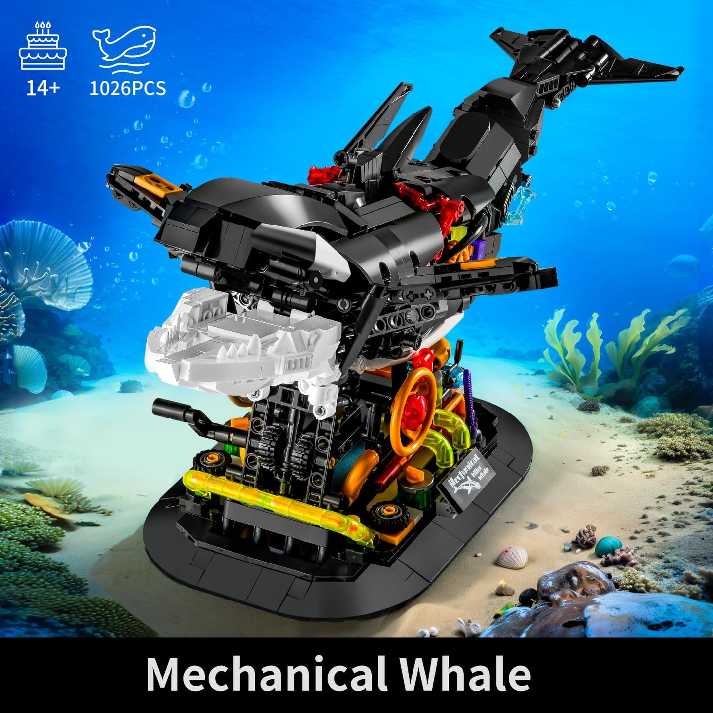 BNG Orca Building Set for Adults,Sea Animal Mechanical Fish Toys,Home Office Decor and Idea Gift for Adults and Boy 14+(1092PCS)