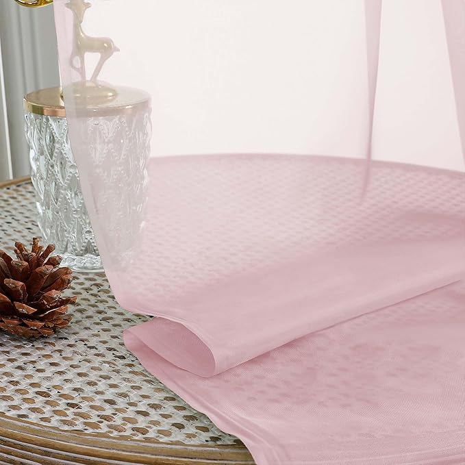 Chyhomenyc Blush Pink Sheer Curtains 84 Inches Long 2 Panels, Light Filtering Blush Pink Curtains for Living Room, Soft Gentle Voile Rod Pocket Bedroom Window Drapes, 59Wx84L Inch, 2PCS