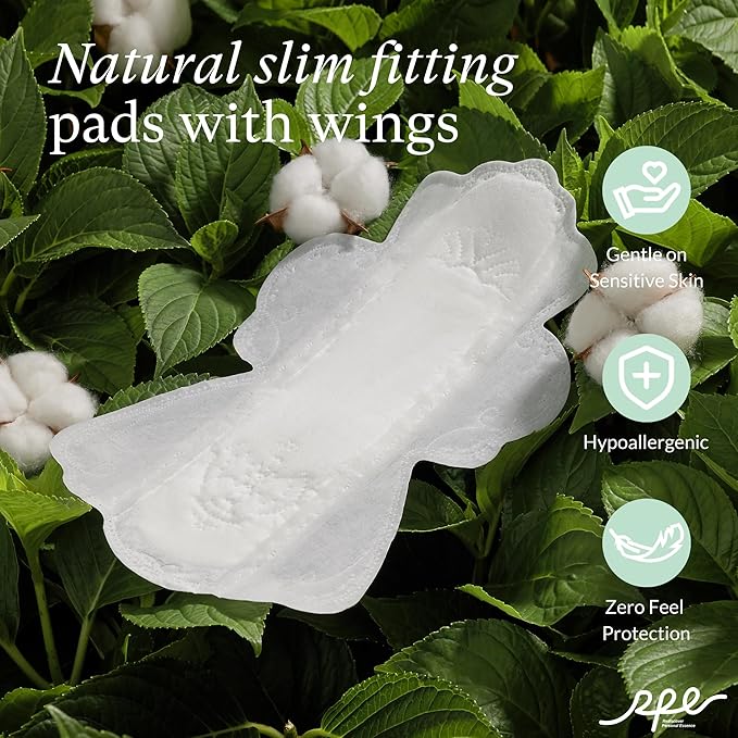 100% Large Organic Pads for Women, Ultra Thin Heavy Flow Sanitary Pads with Wings, Unscented Cotton Pads Menstrual, Super Absorbency Feminine Pads Extra Coverage Period Pads (Large, Size 4, 48ct)