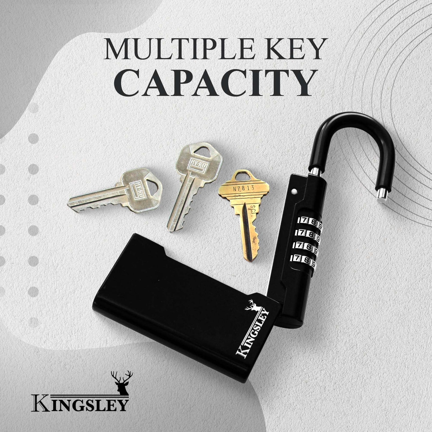 Kingsley Guard-a-Key Black Realtor's Lockbox Portable Resettable Hanging Key Safe Combination Lock Box for House Keys, Realtors, Vacation Rentals, Black
