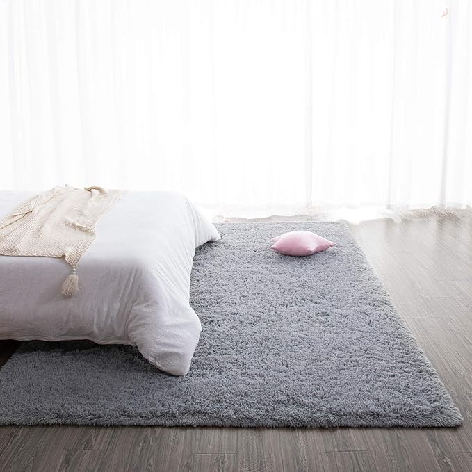 TWINNIS Super Soft Shaggy Rugs Fluffy Carpets, 10x14 Feet, Indoor Modern Plush Area Rugs for Living Room Bedroom Kids Room Nursery Home Decor, Upgrade Anti-Skid Rectangular Fuzzy Rug, Grey