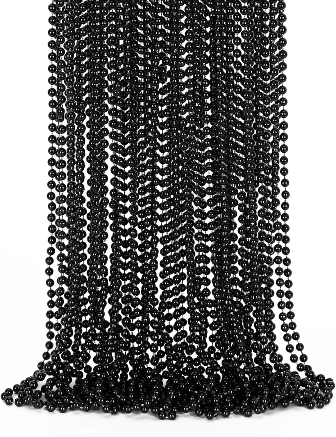 24PCS Black Bead Necklace, Halloween Black Bead Necklaces Stuff Accessories, 33" Mardi Gras Beads Necklace Costume, Festival Parade Throw for Halloween Wedding Party Events Supplies Decorations