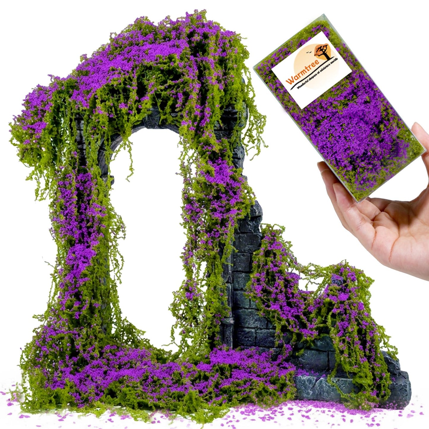 Warmtree Realistic Miniature Vines Simulation Vine Miniature Plants for DIY Mini Model Railway Fairy Garden Architecture Diorama Supplies Scenery Landscape Layout (Purple)