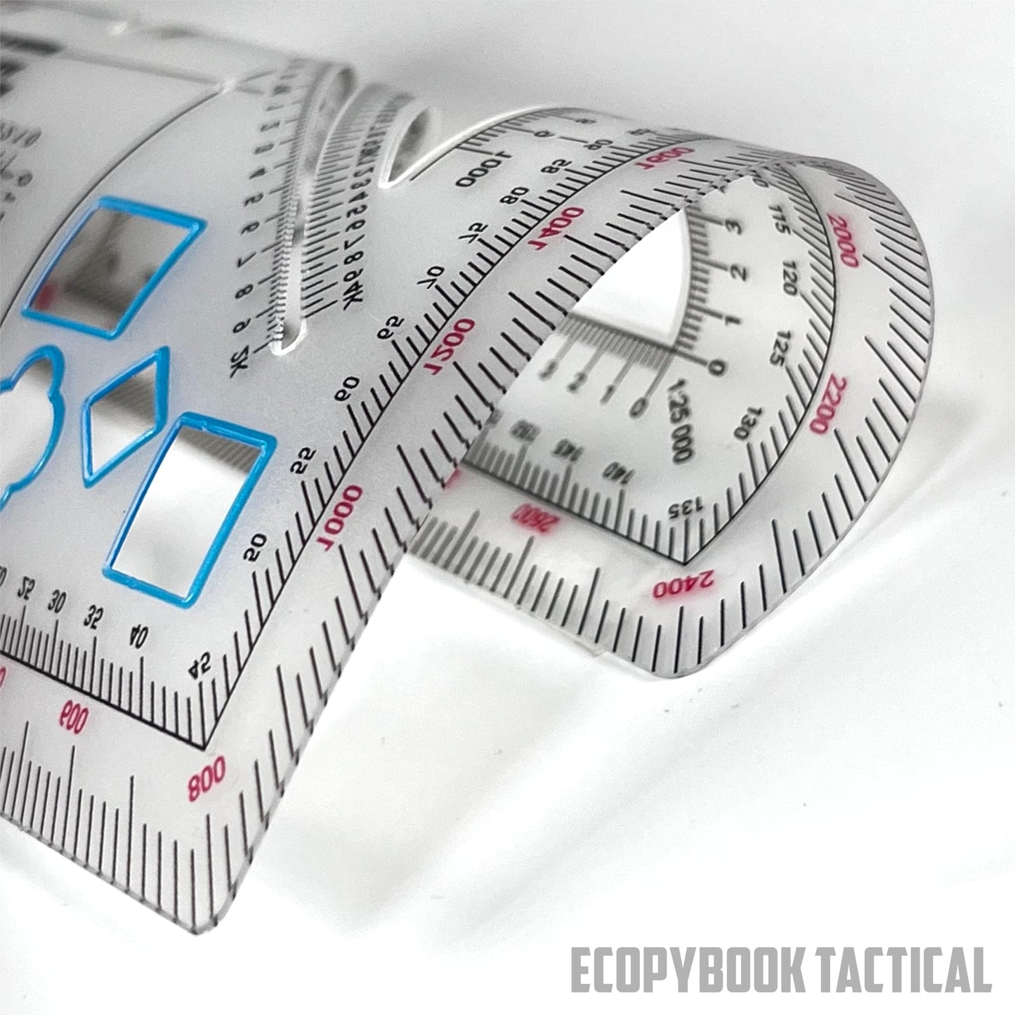 Ecopybook Flexible GTA NATO Army Protractor, Square Map Military Protractor for Land Navigation, 125x125mm, Matte Anti-Glare Army Coordinate Scale