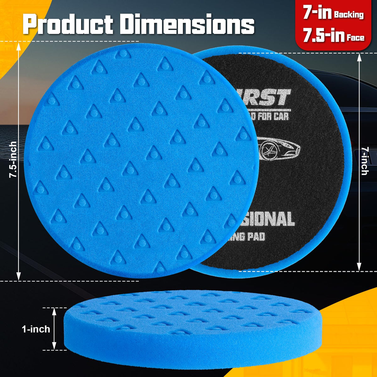 Polishing Pad 7.5 Inch 8 Pcs Foam Buffing Pads Kit with Wool Pads (8 Count)