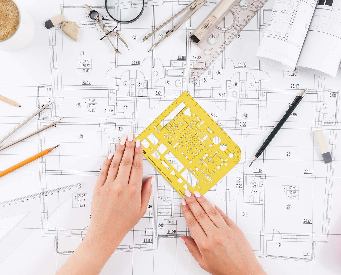 Traceease Electrical Drafting Electrical & Logic Template Drawing Stencil,Designing Template Measuring Ruler