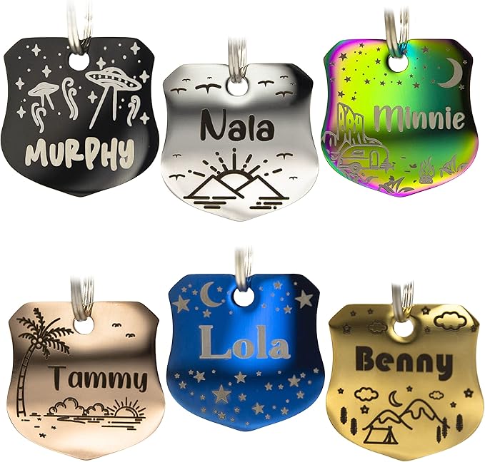 Personalized Dog Tag with 5 Lines of Custom Deep Engraved Durable Stainless Steel Pet ID Name Tag Designer Small Size Bone