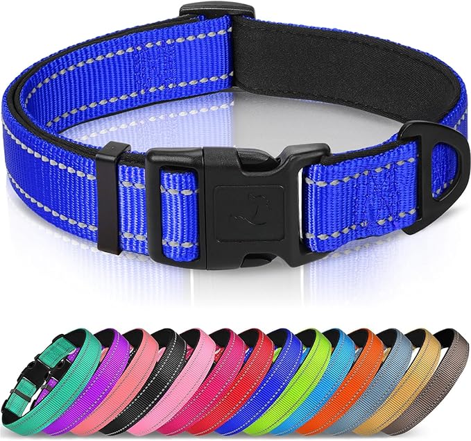 Joytale Reflective Dog Collar, Adjustable Neoprene Padded, Gray XL