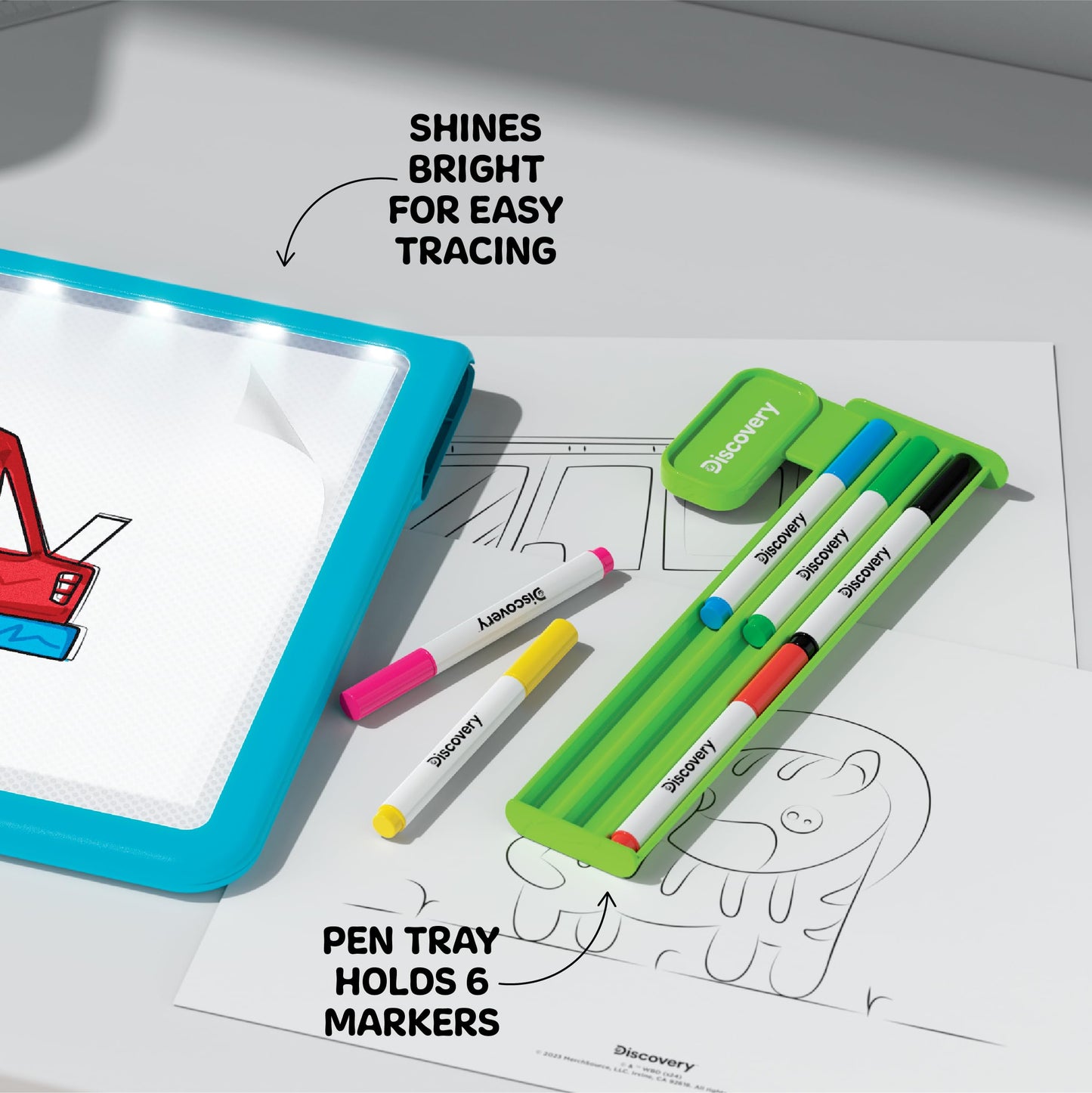 Discovery™ Glow Tracing Light-Up Art Tablet – Includes 10 Templates, 10 Blank Sheets, 6 Washable Markers| Writing Drawing Tablet for Kids| Craft Kit for Boys Girls| Doodle Board Drawing Pad Toy Gift