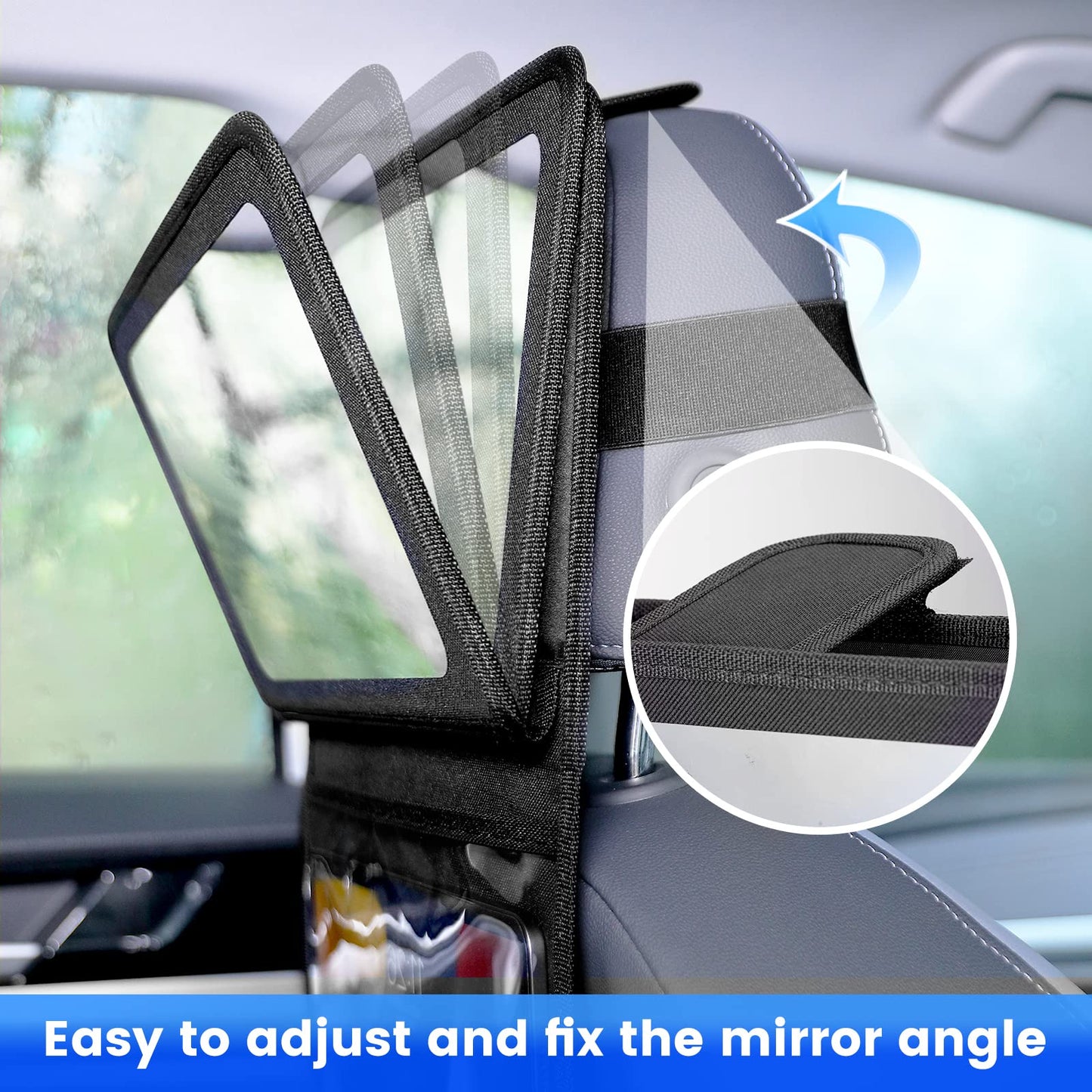 Brislut Baby Car Mirror with Adjustable Tablet Holder, Road Trip Essentials for Kids, Backseat Mirror to See Rear Facing Infant, Ipad Case for Car Headrest