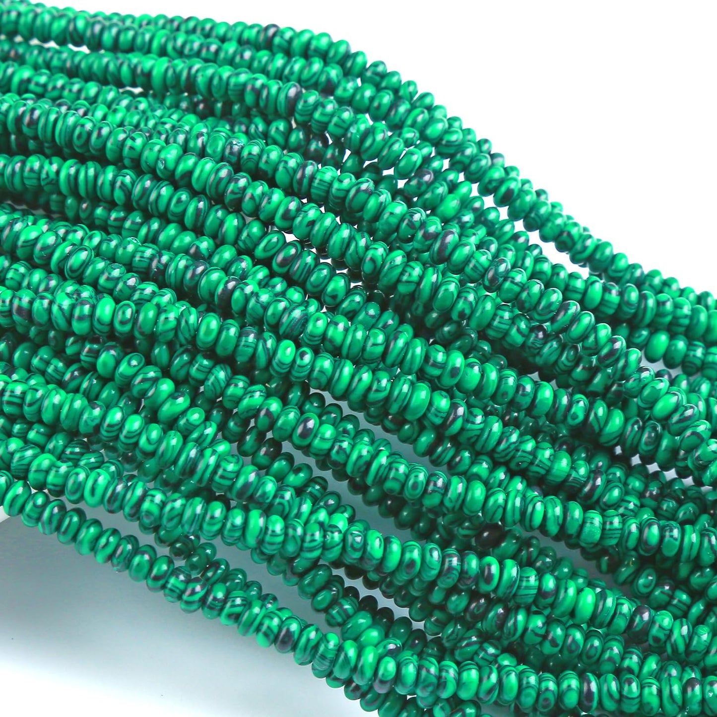 150PCS 2x4mm Green Malachite Rondelle Beads Natural Abacus Disk Stone Beads Round Loose Spacer Gemstone Beads for DIY Bracelet Necklace Jewelry Making