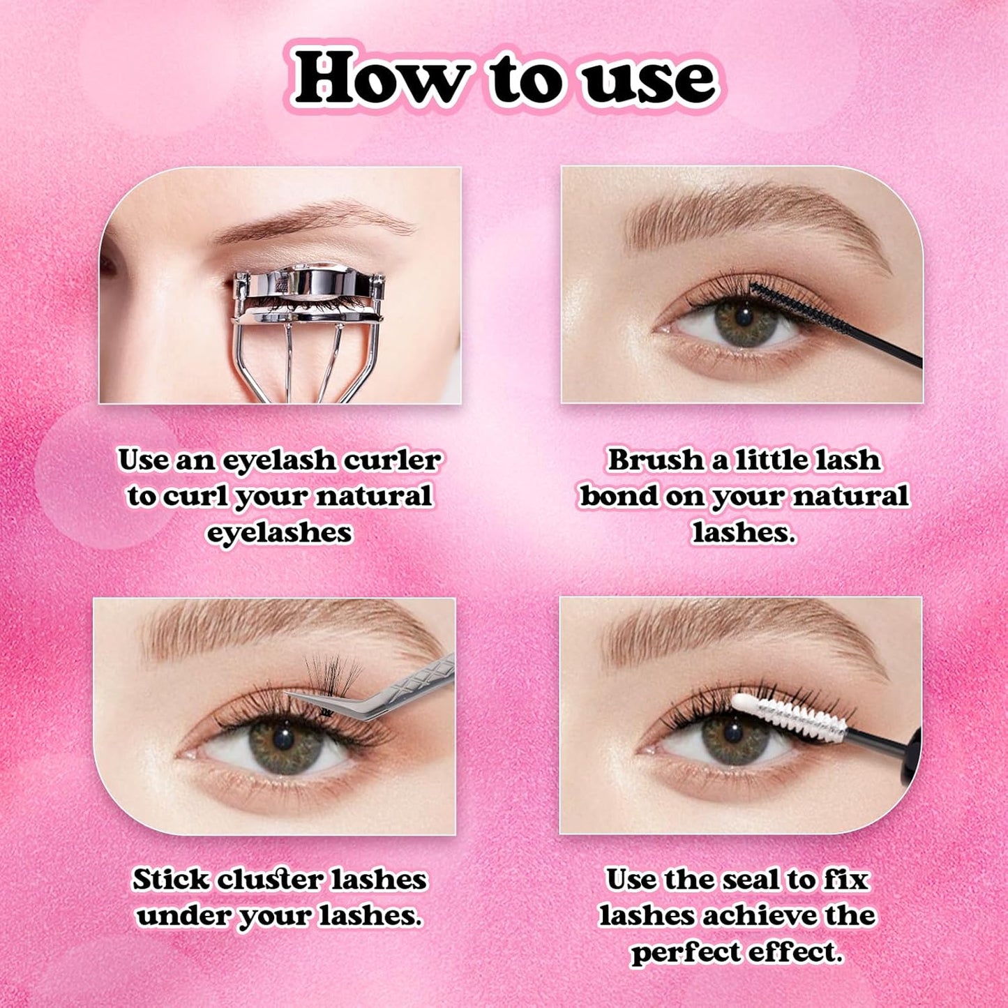 Lash Clusters 240pcs 30D+40D 12-18mm Cluster Lashes Mixed Tray 3D Effect Volume Individual Lashes Cluster Eyelash Extensions Fluffy Soft D Curl DIY Lash Extension Kit at Home (30D+40D-0.07-D,12-18mm)