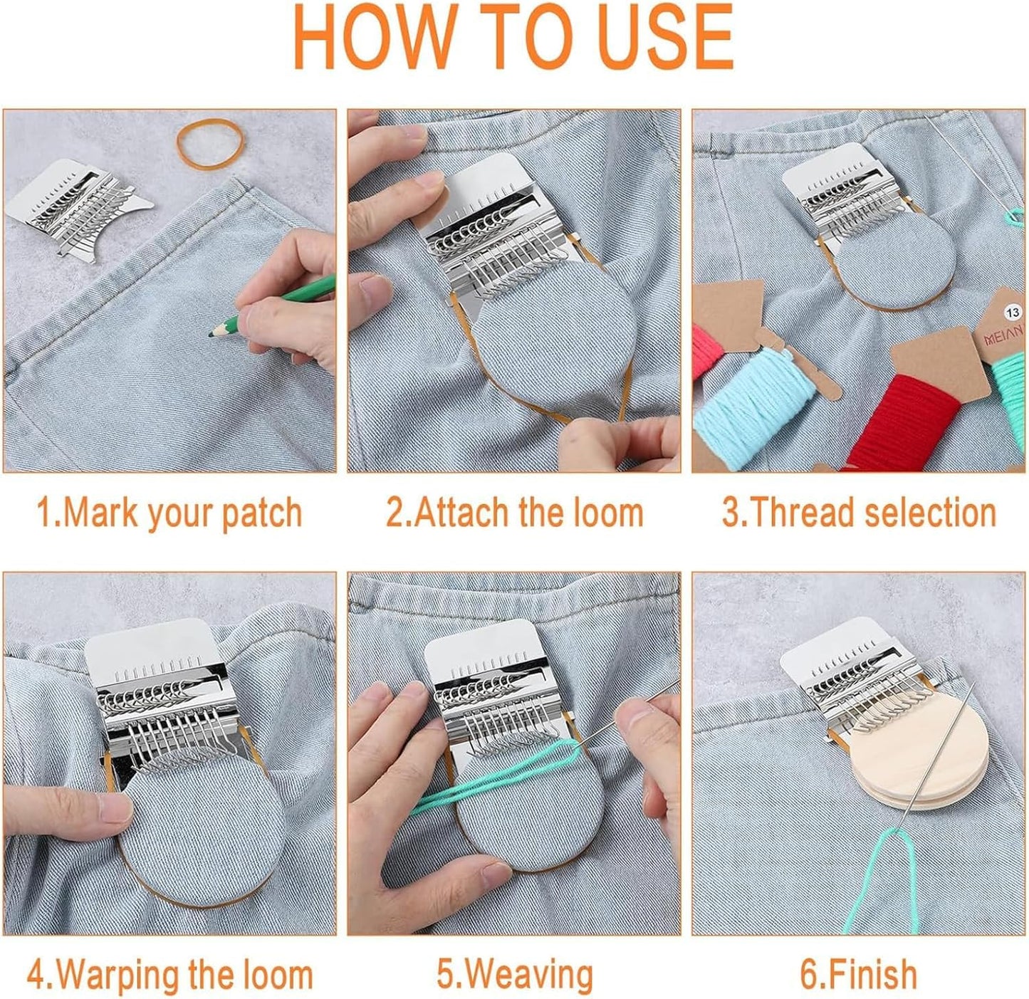 Knit Patch Loom Kit Patchmaker 2.0，Portable Mini Darning Loom Weave Tool Knit Patch Loom Kit Patchwork Weaving Tool Set for Quickly Sewing Repair on Socks Clothes Jeans (014)