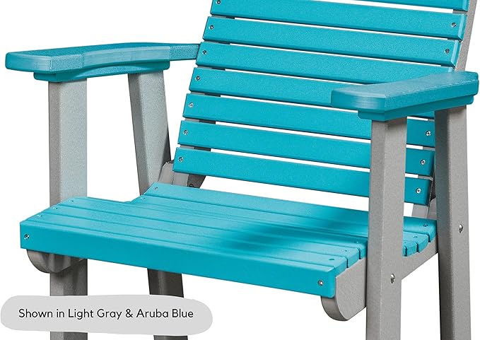DutchCrafters Modern Horizontal Slat High Back Poly Outdoor Patio Chair (Black & Weatherwood)
