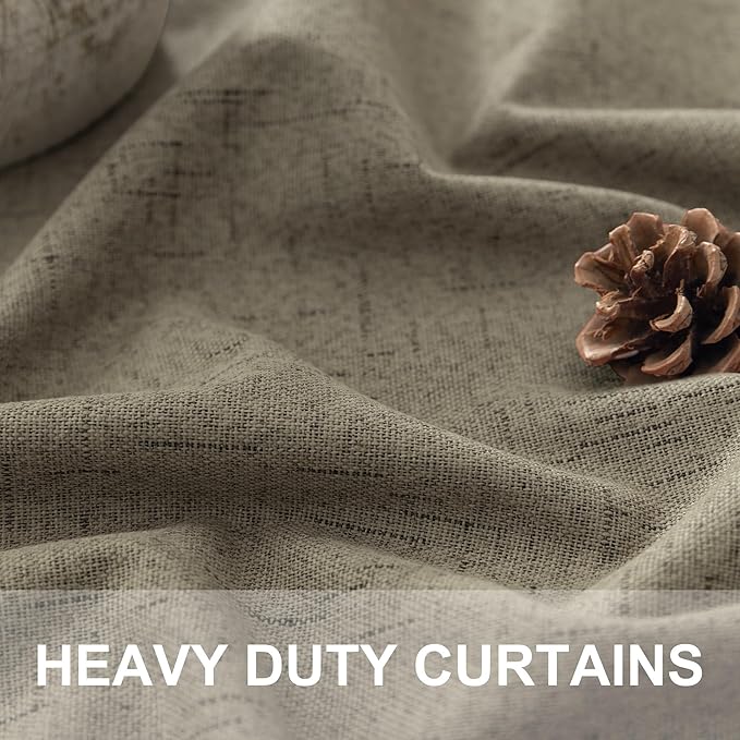 Pitalk 108 Inch Curtains 2 Panel Set Burg Modern Earthy Earth Tone Decorative Dark Out Taupe Curtain for Bedroom Heat Cold Blocking Window Coverings 9ft High Ceiling Drapes for Living Room Back Tab