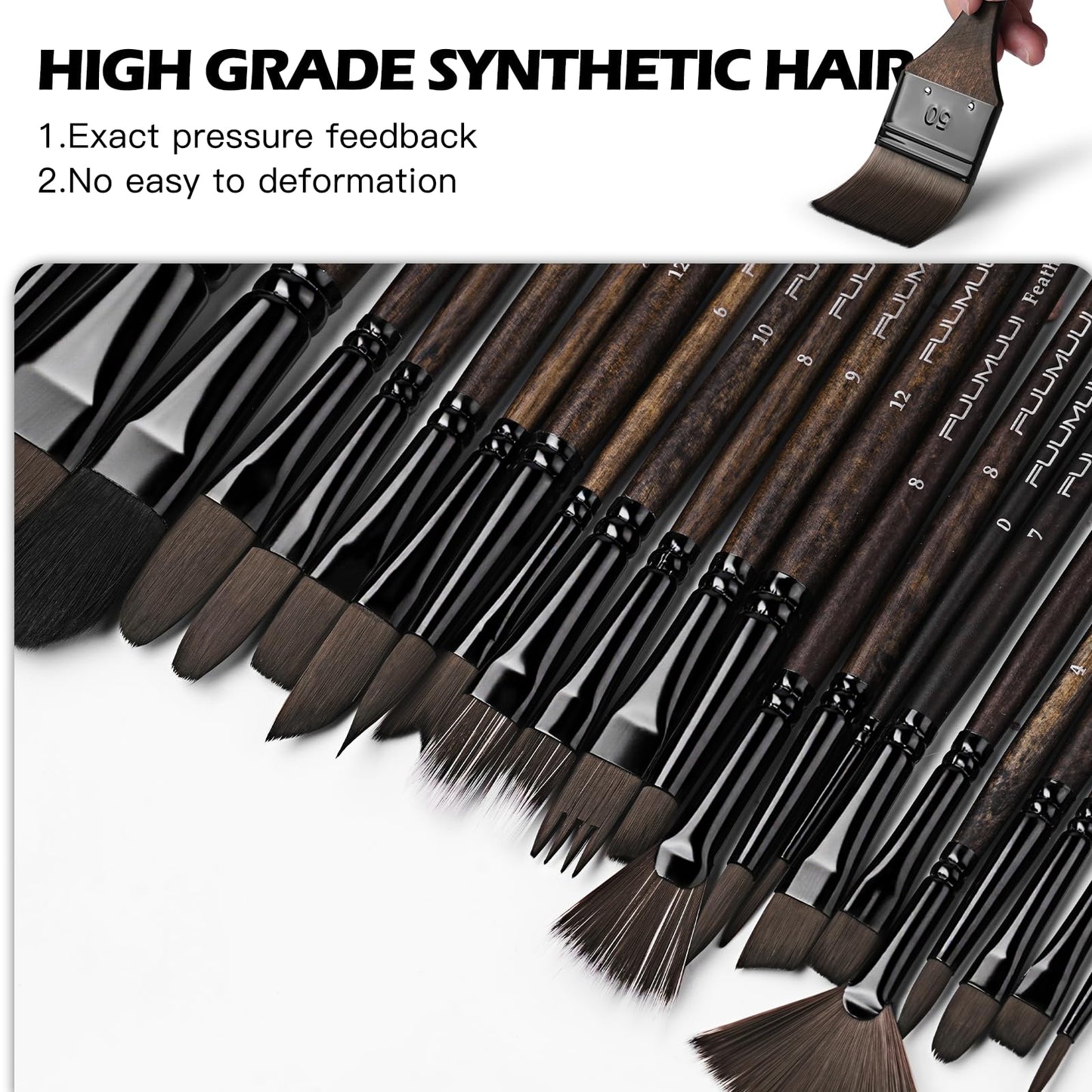 Fuumuui 26pcs Professional Paint Brush Set - High-Grade Series Synthetic Nylon Paint Brushes for Landscape, Acrylic, Oil, Watercolor, Gouache - Multi-Functional Universal Free Style for Art Supplies