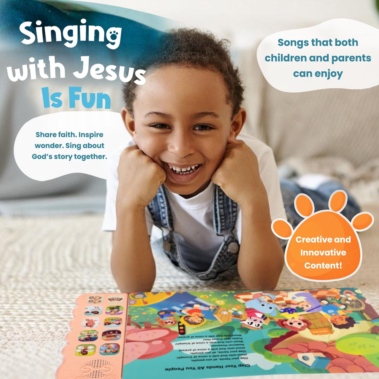 GO GO Songs of Creation and Praise: Christian Baby Books with 10 Songs, Singing Toy, Sound Play for Ages 1-5, Musical Learning, and Interactive Praise Gift for Kids, Bible for Toddlers 1-3