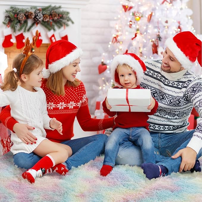 yulidayang Rainbow Fluffy Round Area Rugs for Bedroom,5'X5'Shag Circle Area Rugs for Girls Room,Non Slip Fuzzy Plush Rug for Kids Room Living Room and Dorm Home Decor Rug