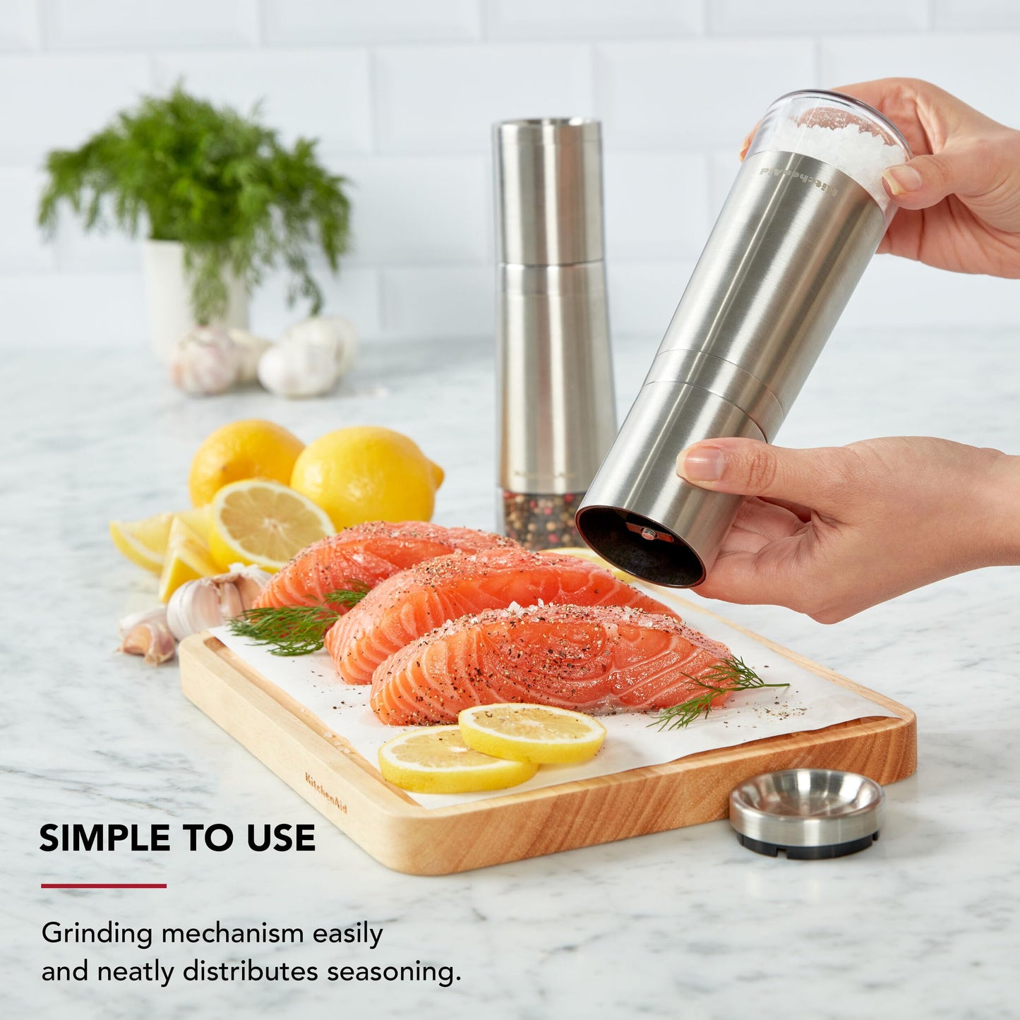 KitchenAid Stainless Steel Filled Salt Grinder, 8 Inch