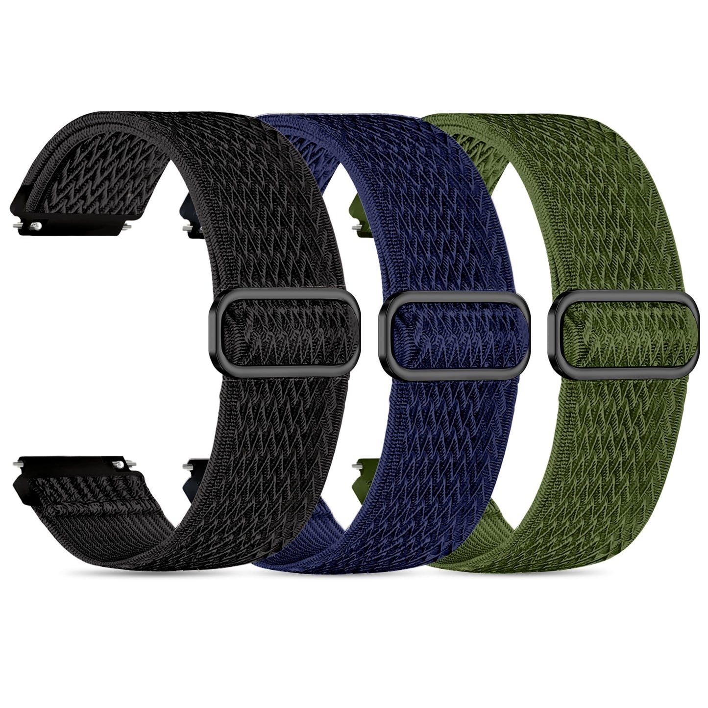 Tovimall 3 Pack ID208 Plus Smart Watch Bands for Fitpolo/Quican/Aeac/Tensky ID208 Plus Smartwatch, 22mm Elastic Nylon Replacement Wristband Adjustable Straps for man woman