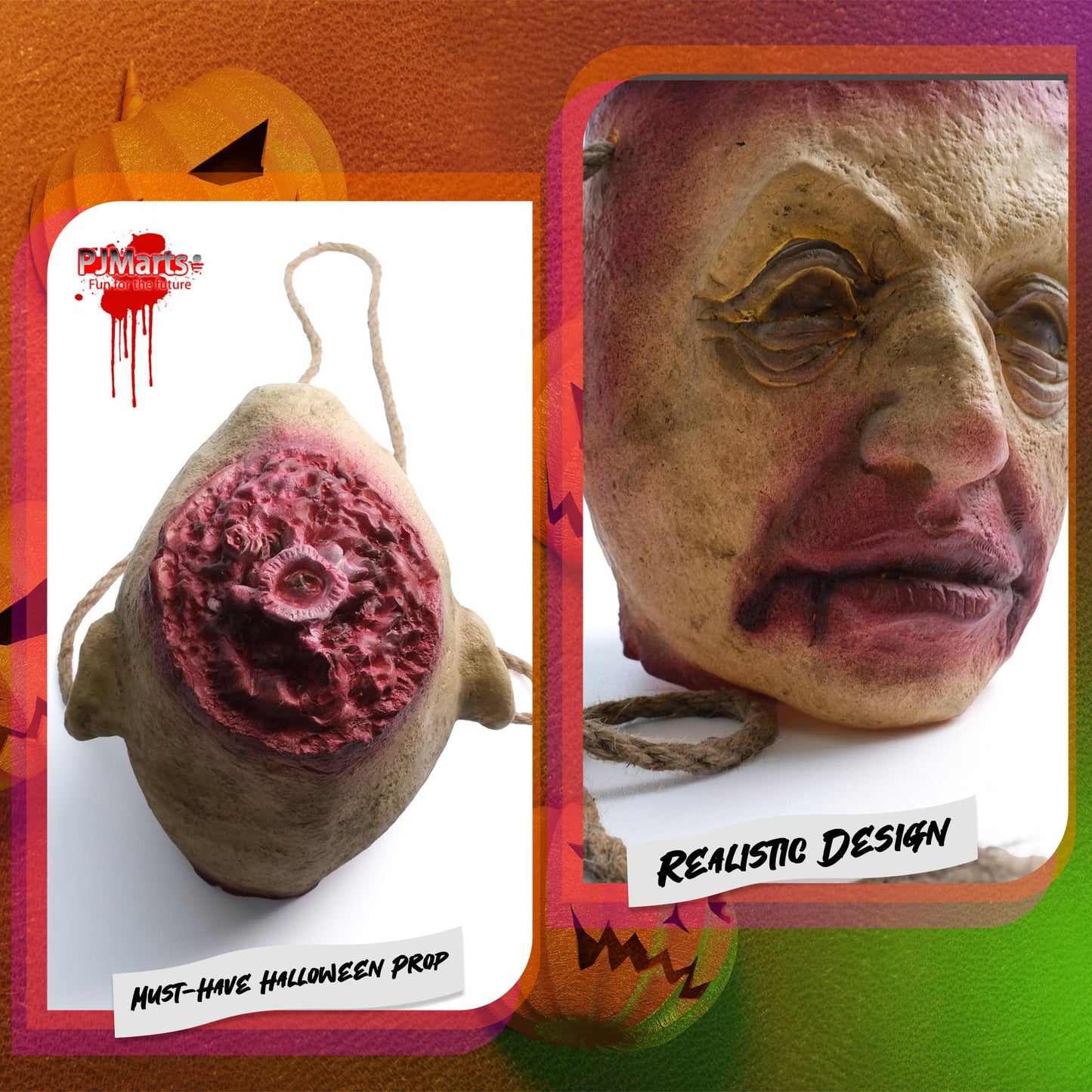 Severed Head Bloody Candy Shoulder Bag, Bloody Trick or Treat Bucket Halloween Candy Basket Halloween Party Window Decorations Props