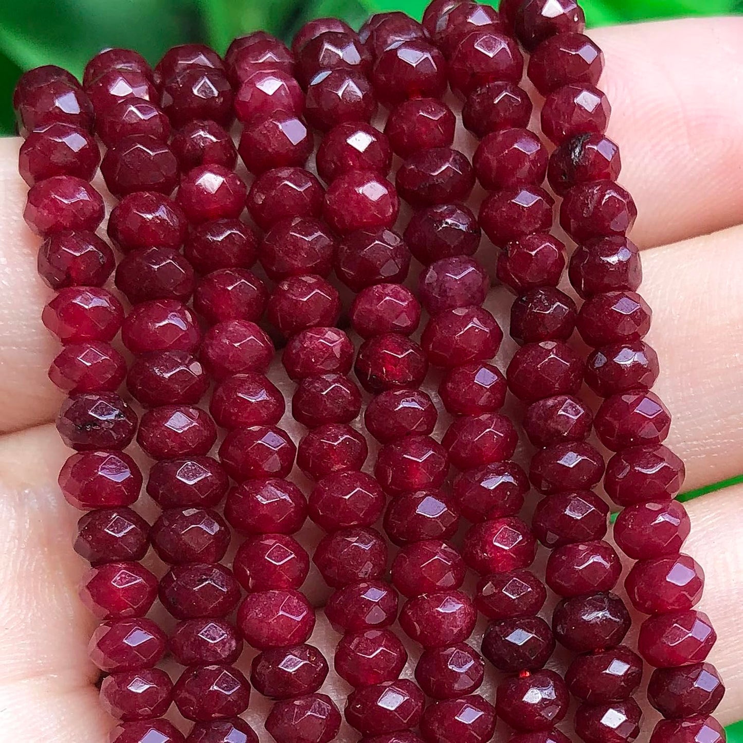 2 String 220PCS 3x5mm Natural Red Garnet Stone Beads for Jewelry Making, Songxi Facted Loose Gemstone Beads for DIY Bracelet Necklace Making Supplies with Energy Healing Chakra Power