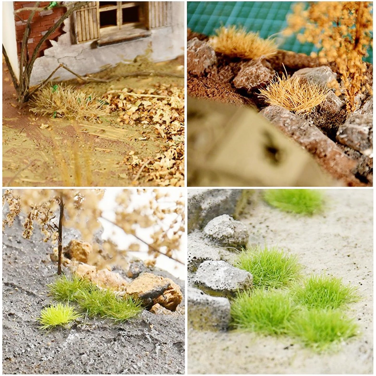 Cayway 312 PCS Static Grass Tuft 3 Color Model Railway Artificial Miniature Terrain Kit for DIY Model Railway Fairy Garden Diorama Scenery