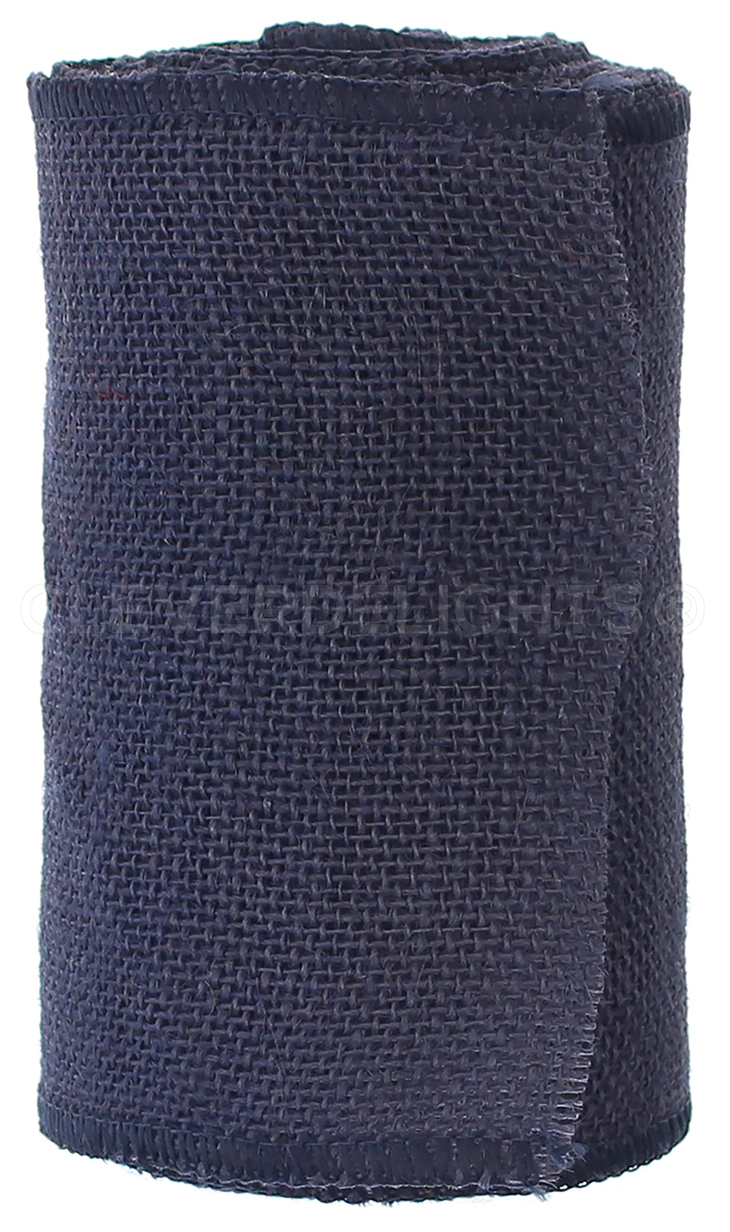CleverDelights 6" Navy Burlap Ribbon - Wired Edges - 10 Yards - Jute Burlap Fabric