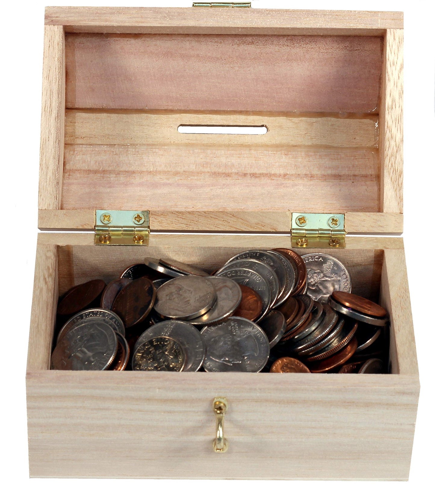Creative Hobbies Pack of 6 Ready to Decorate Wood Treasure Chest Box Savings Bank with Coin Slot, Hinged Lid and Lockable Front Clasp, DIY Craft