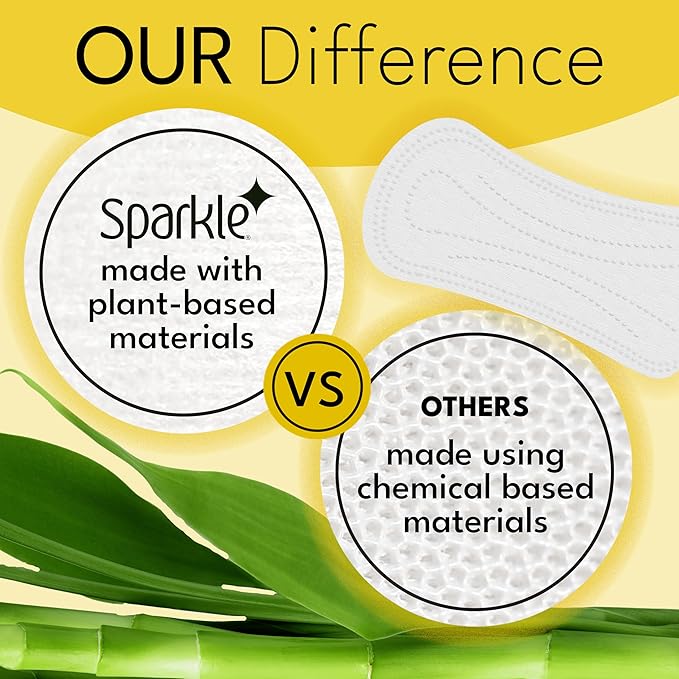 Sparkle Bamboo Incredibly Thin Panty Liners | Plant Based, Flexible & Comfortable Panty Liners for Women | Ideal for Everyday Discharge & Spotting | USDA Certified Biobased & Chlorine-Free | 80 Count