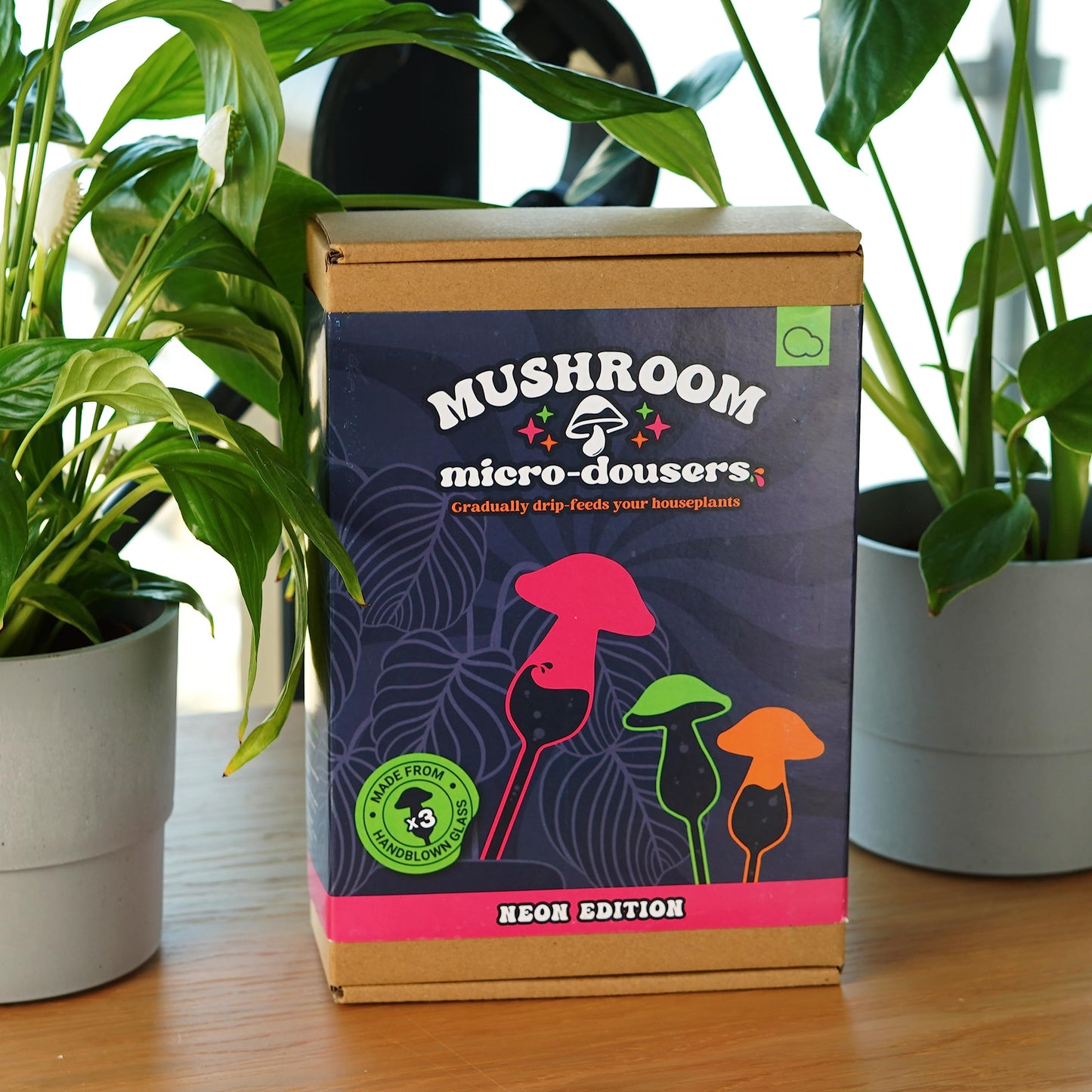 Bubblegum Stuff - Mushroom Micro Dousers, Neon Coloured Glass - Garden Tools, Home Accessories, Garden Gadgets, Automatic Watering System, Moisture Meter Plant - Batteries Included