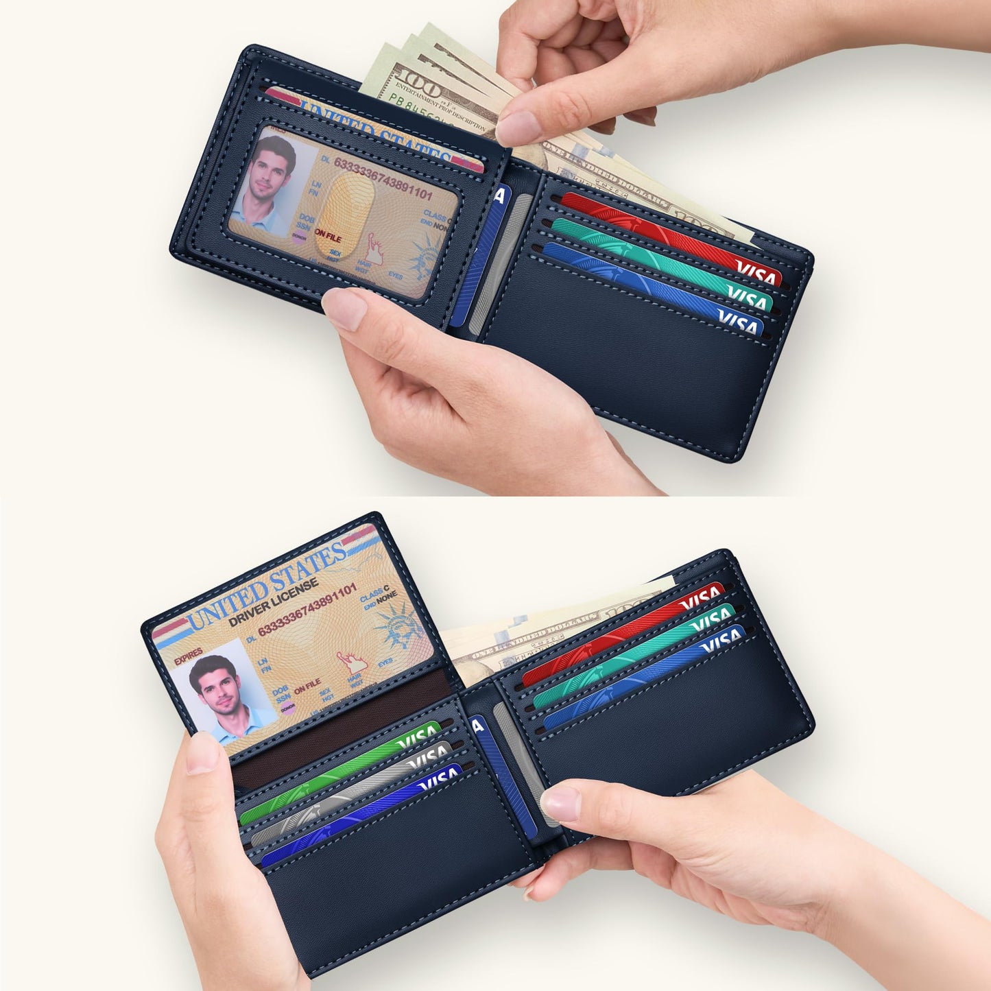 Tipmile Wallet for Men Slim RFID Blocking Credit Card Holder, Minimalist Men Wallets 12 Cards with 2 ID Windows & Cash Slot, Bifold Front Pocket Wallet Gifts for Men