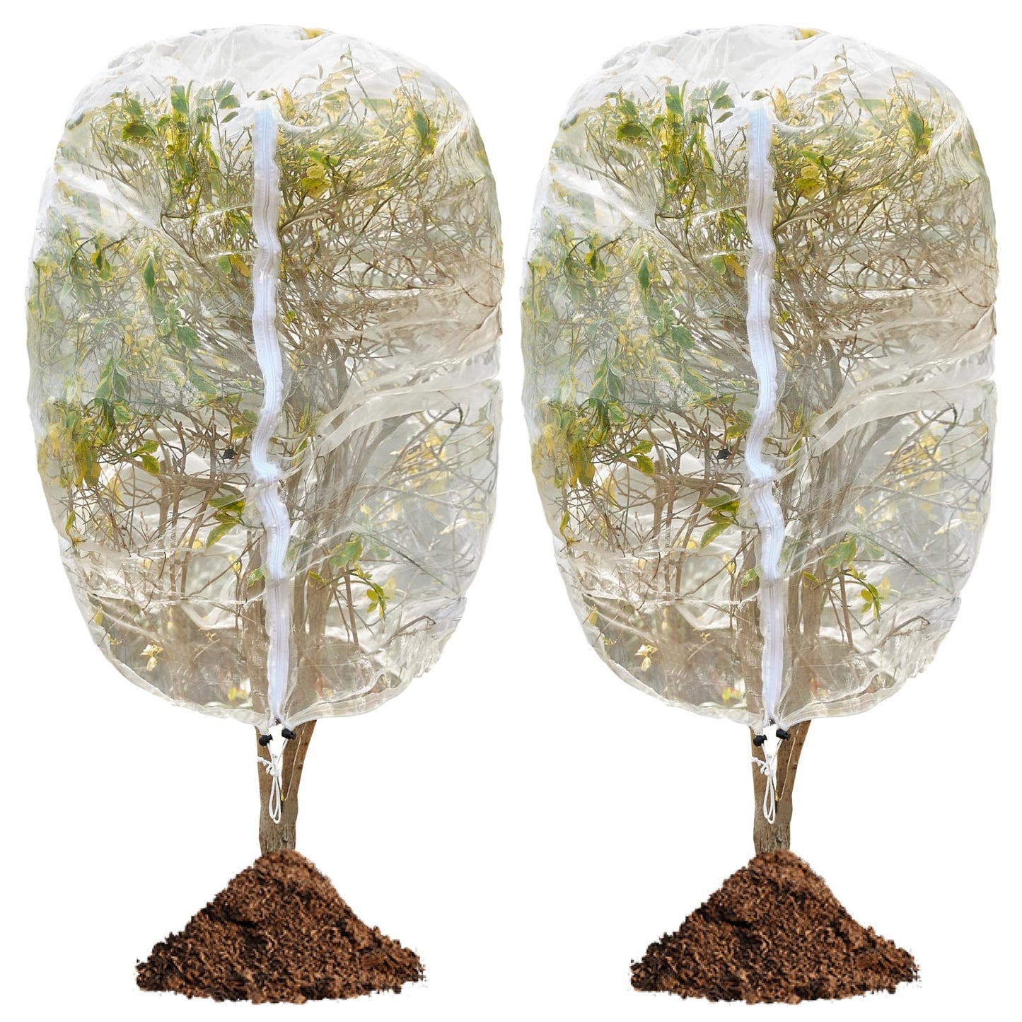 2 Pack Bird Netting for Fruit Trees with Zipper & Drawstring – 3.3x4.6FT Garden Plant Covers, Reusable Protection for Blueberry Bushes, Tomato Plants, Cherry Trees – Blocks Birds, Cicadas & Pests
