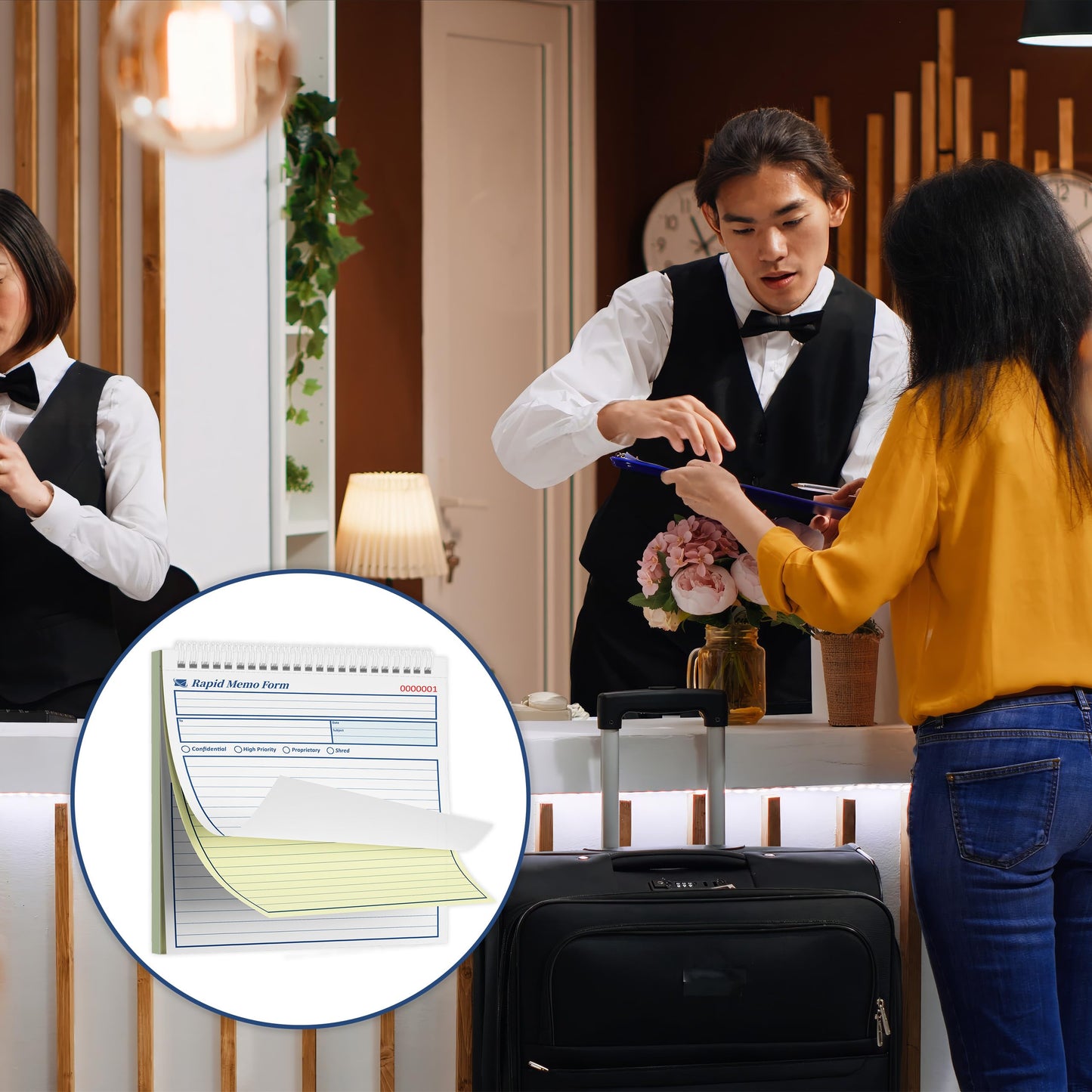 50 Sets Rapid Memo Book 8.5 x 8.25 Inch Memo Pad Memorandum Book 2 Part Carbonless Duplicate for Office Communication Business Message Recording (1)