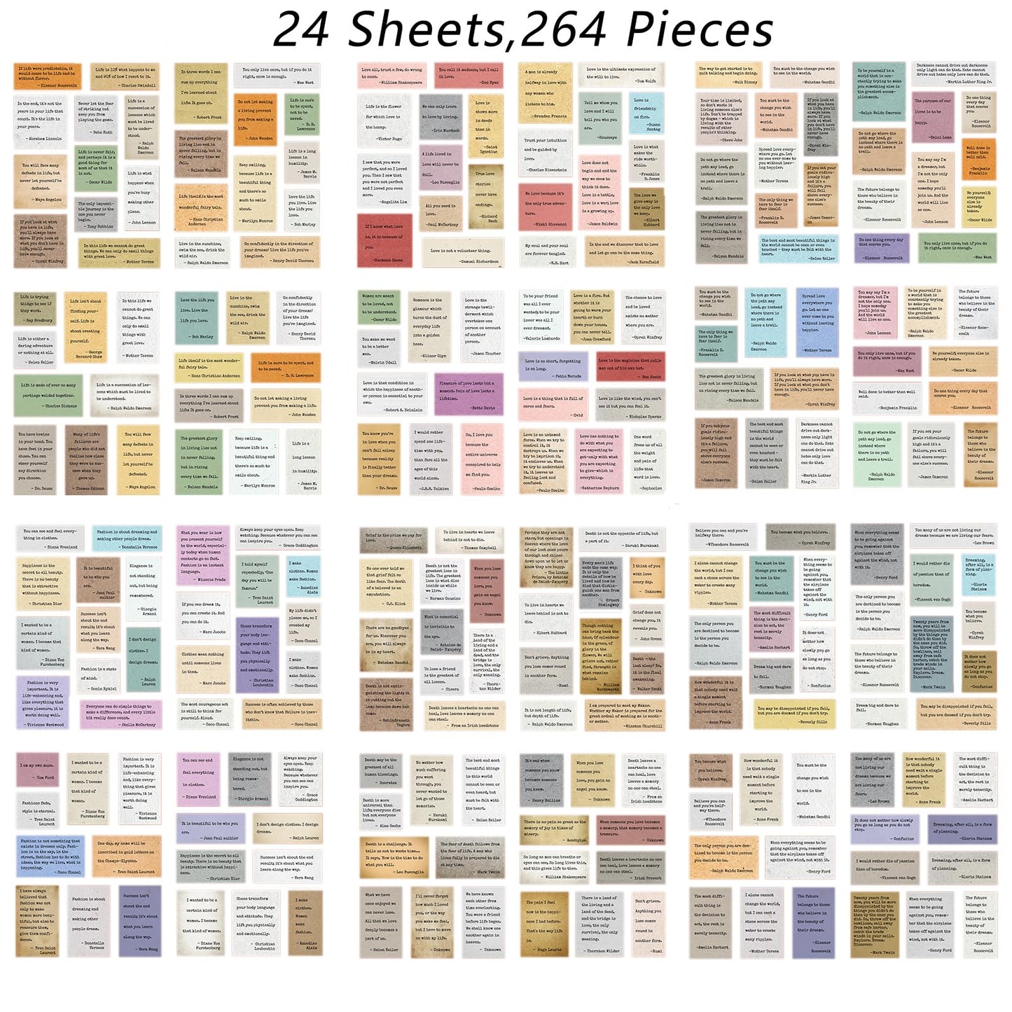 Bomichi Scrapbook Supplies - 24 Sheets 246 Pcs Word Quote Stickers, Junk Journal Supplies for Scrapbooking, Bullet Journal, DIY Craft Card Making