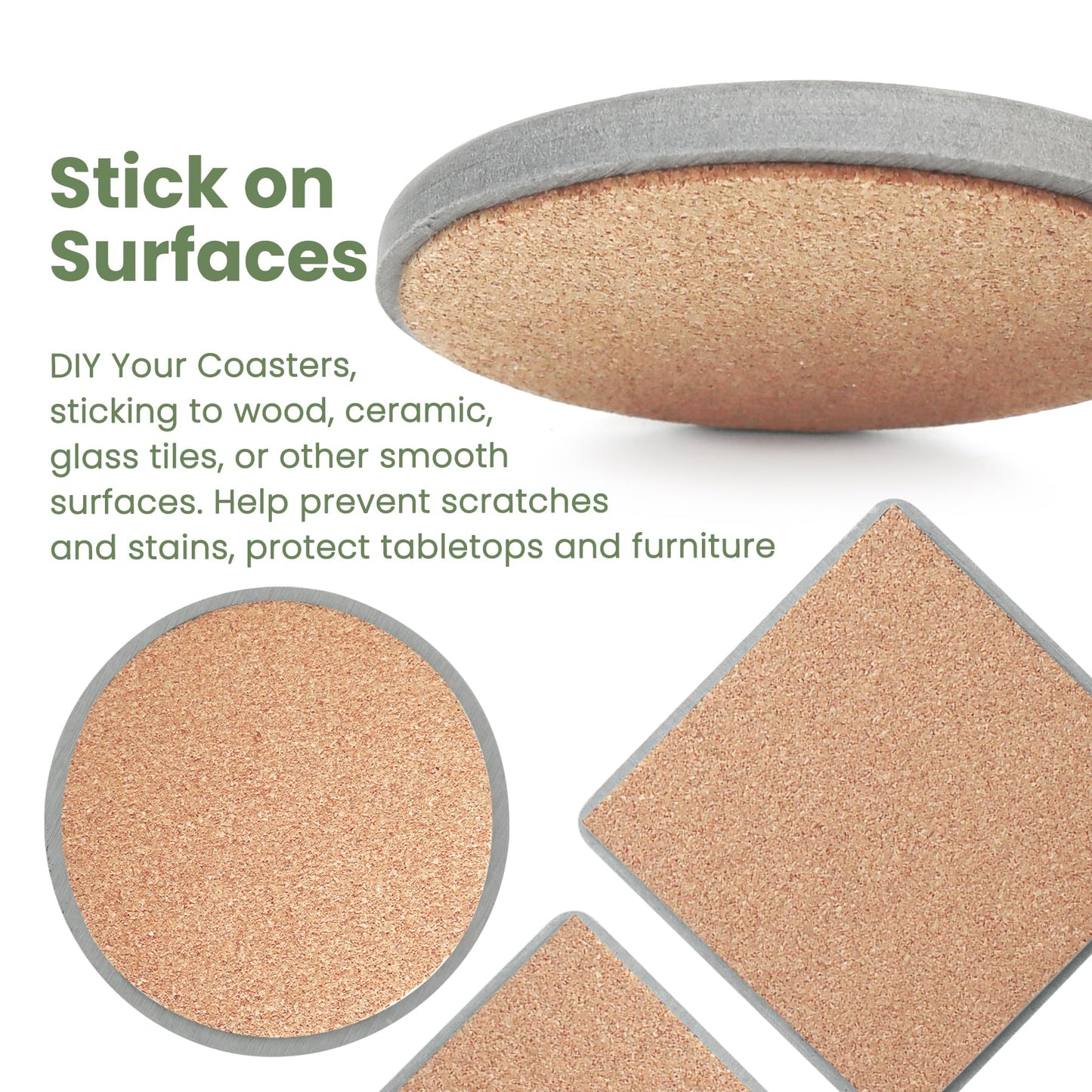 GravGrow 72 Pcs 2mm Thick Self-Adhesive Cork Sheets Cork Coasters, 4 x 4 Inch Square Cork Board Cork Tiles, Backing Cork Mats with Strong Adhesive-Backed for DIY Coasters, Brown, UN004-3