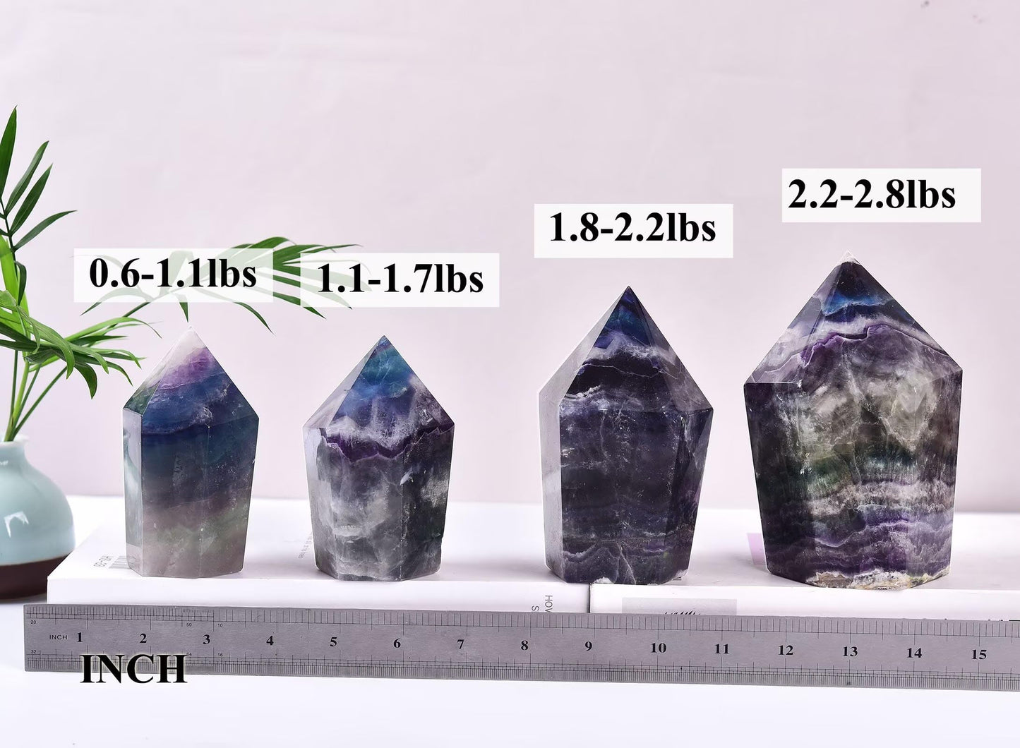 VIZYTOU Colorful Fluorite Stone Tower Obelisk Large Healing Crystal Rock Point Wand Reiki Healing Meditation Stone 1.1-1.7 LBS