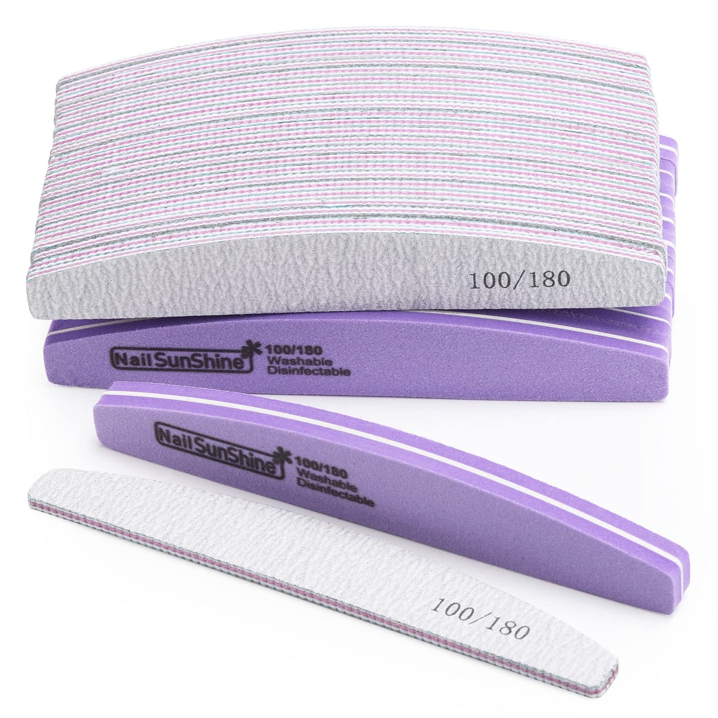 35 Count Nail Files and Buffers 100/180 Grit, Professional Sponge Nail File Manicure Tools for Natural Nails and Acrylic Nails