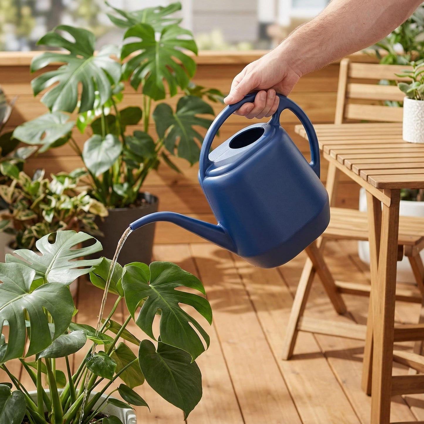 Fasmov Plastic Watering Can, Blue, 1-Gallon