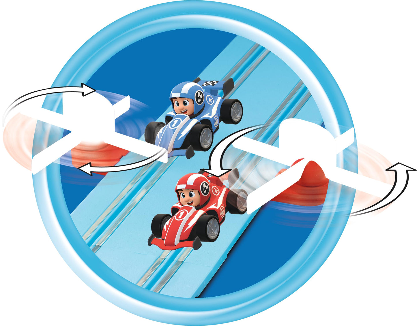 Carrera First Formula Kidz Slot Car Race Track - Includes 2 Cars: Fireflash and Thunderbold - Battery-Powered Beginner Toy Racing Set for Kids Ages 3 Years and Up