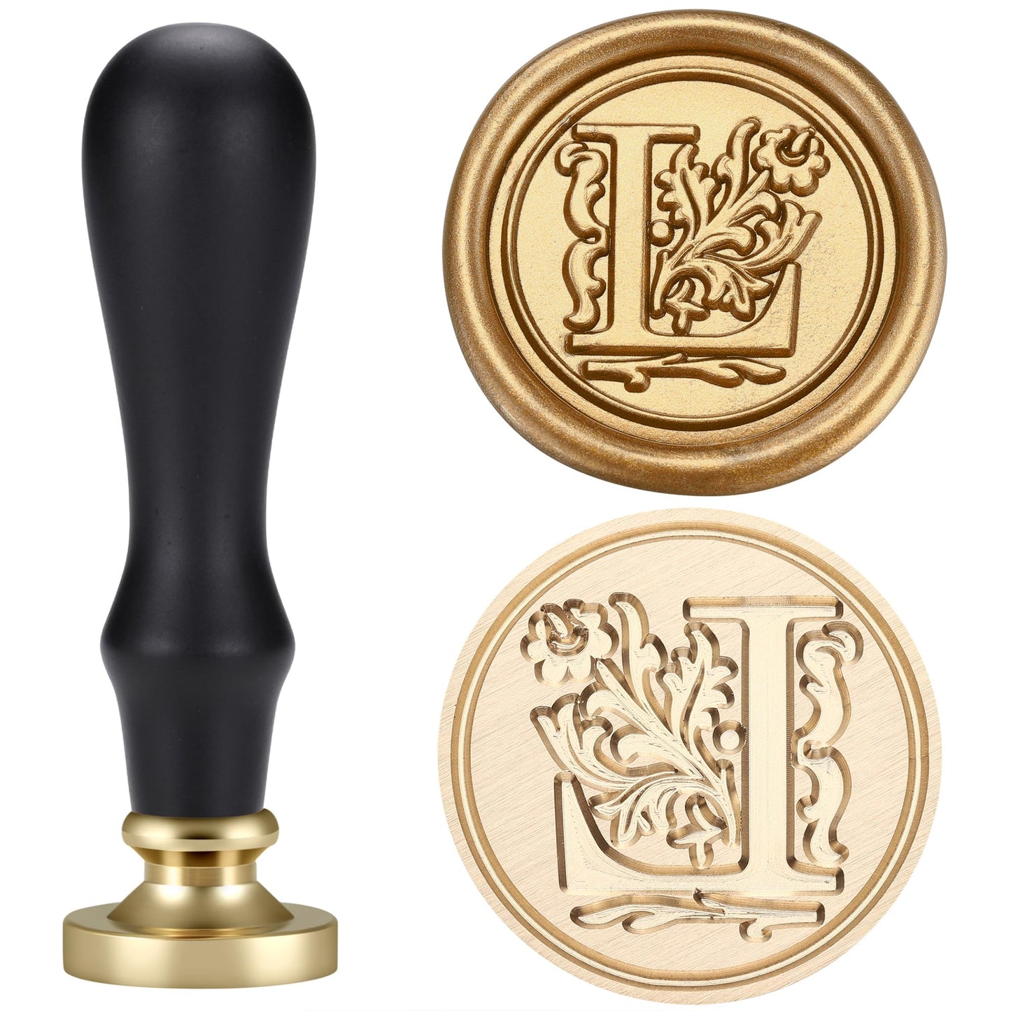 Yoption Traditional Initial Alphabet Wax Seal Stamp with 120 Antique Gold Wax Seal Beads Kit for Wedding Engagement Party Invitation Envelope Christmas Gift Wrap - Letter L