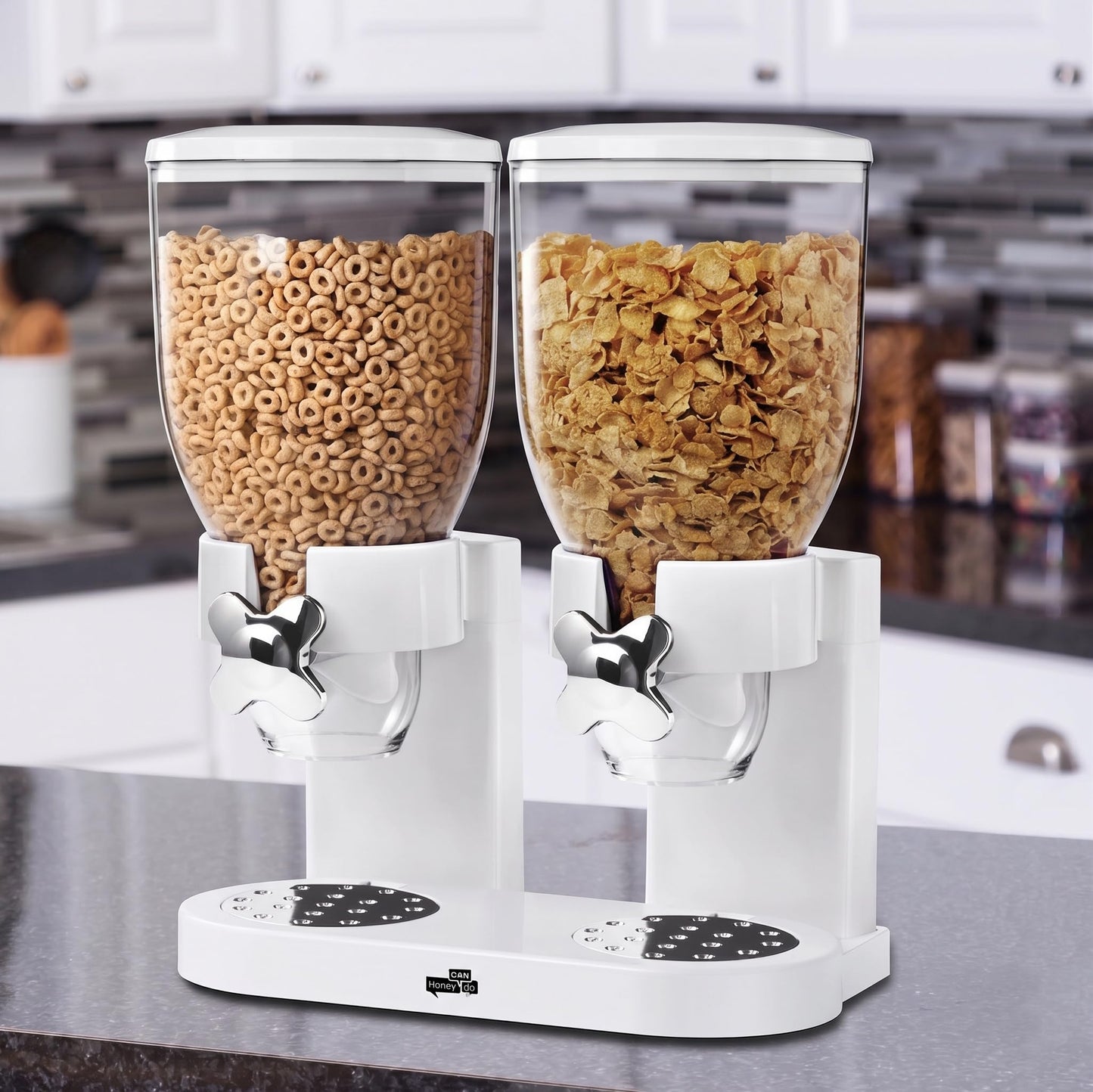 Zevro /GAT201C Indispensable Dry Food Dispenser, Dual Control, White/Chrome