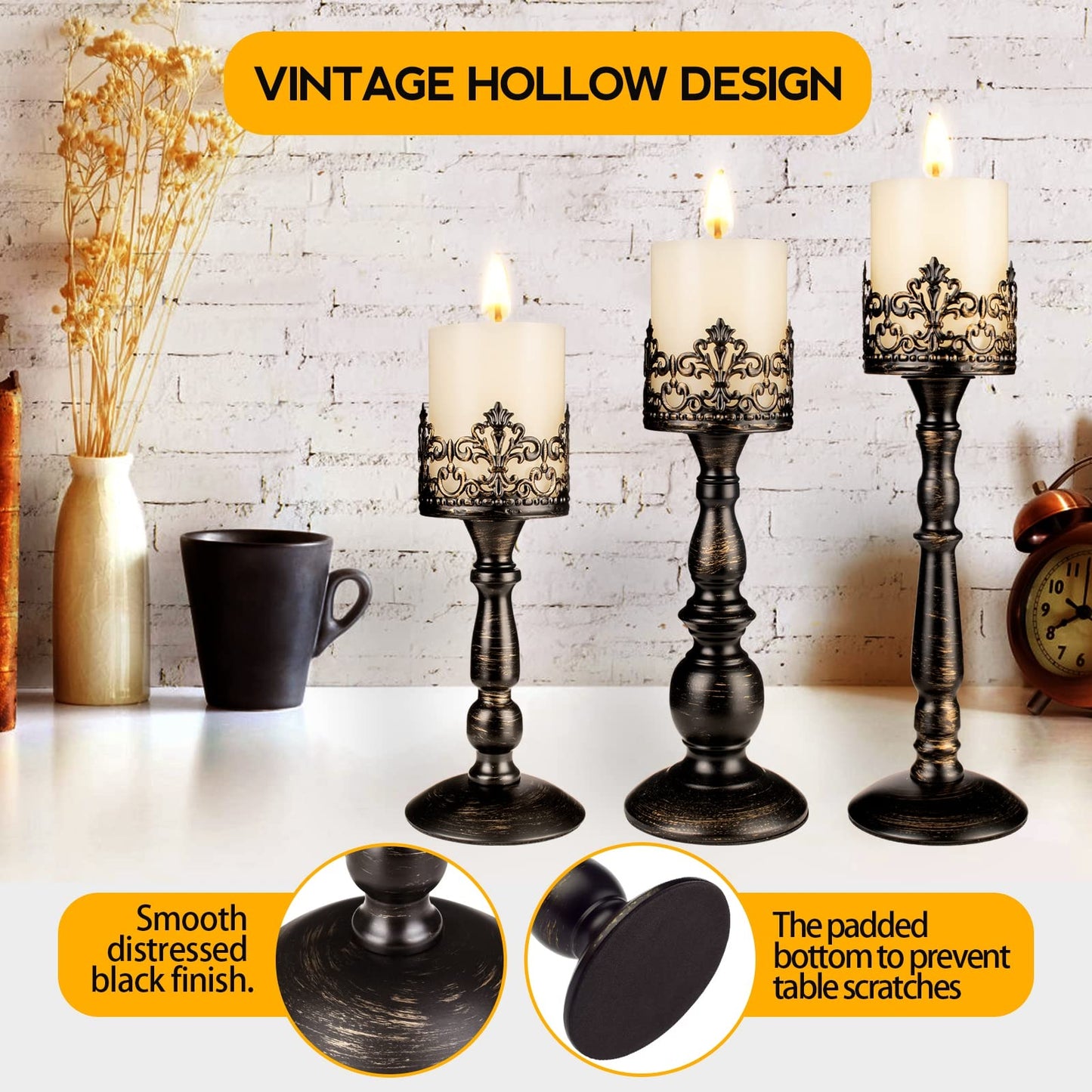 Vintage Candle Holder for Table Centerpiece Gothic Candle Stand Set