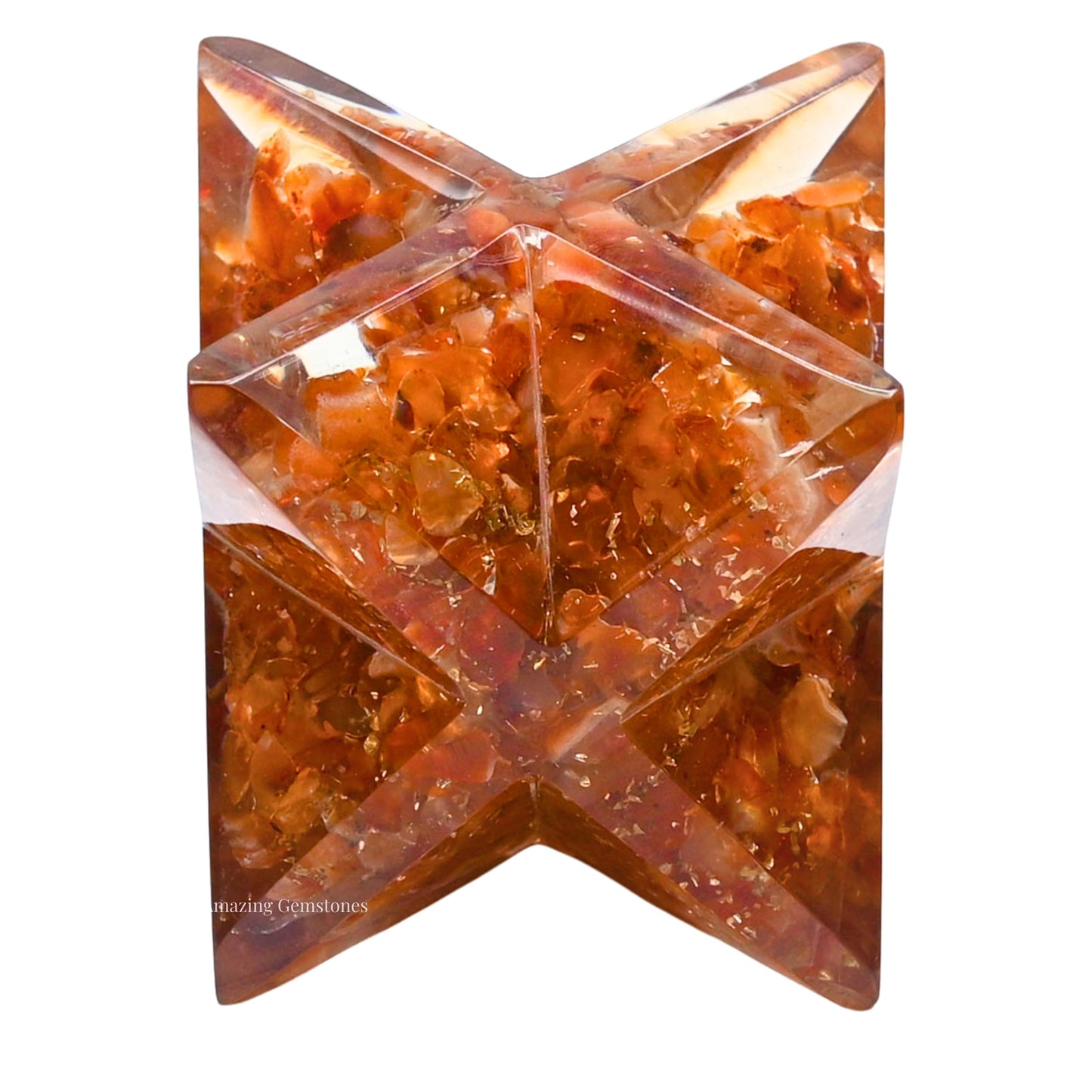 Amazing Gemstone 1 Pcs Carnelian Large Crystal Orgone Merkaba Star for Reiki Healing Meditation and Crystal Grid