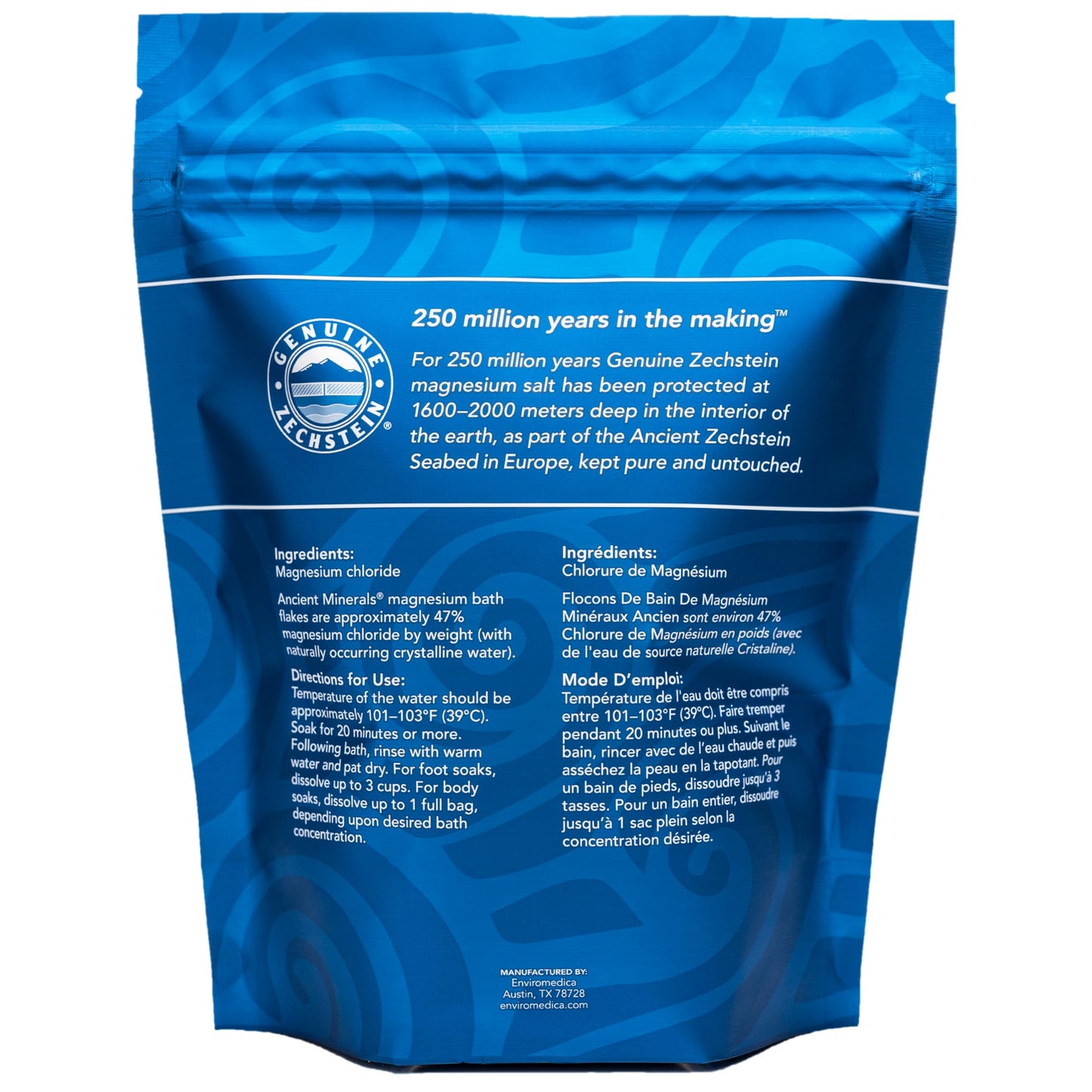 Ancient Minerals Magnesium Bath Flakes of Pure Genuine Zechstein Chloride - Resealable Magnesium Supplement Bag that Will Outperform Leading Epsom Salts 1.65 lbs